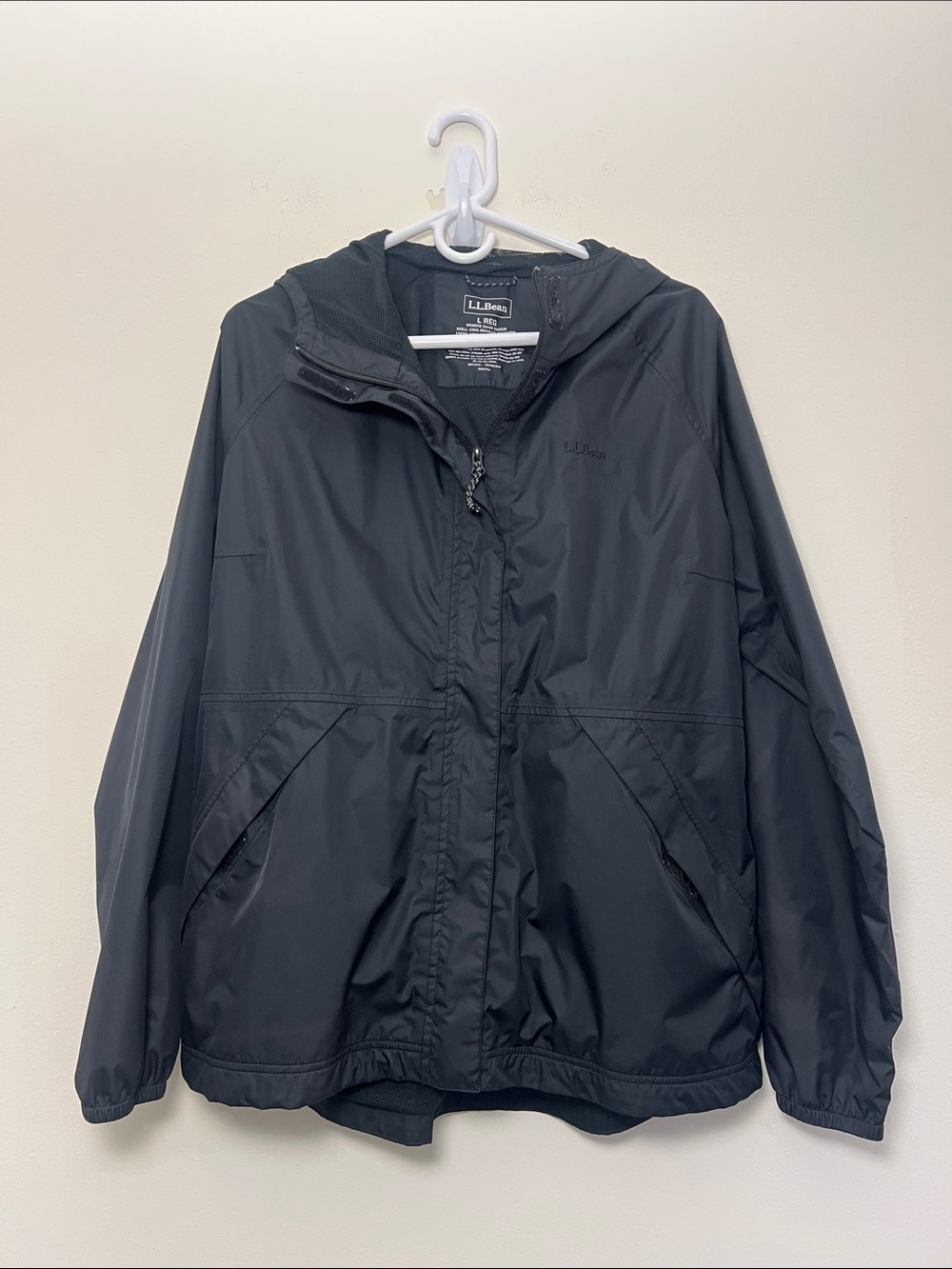 L.L.Bean Black Hooded Windbreaker/Rain Jacket